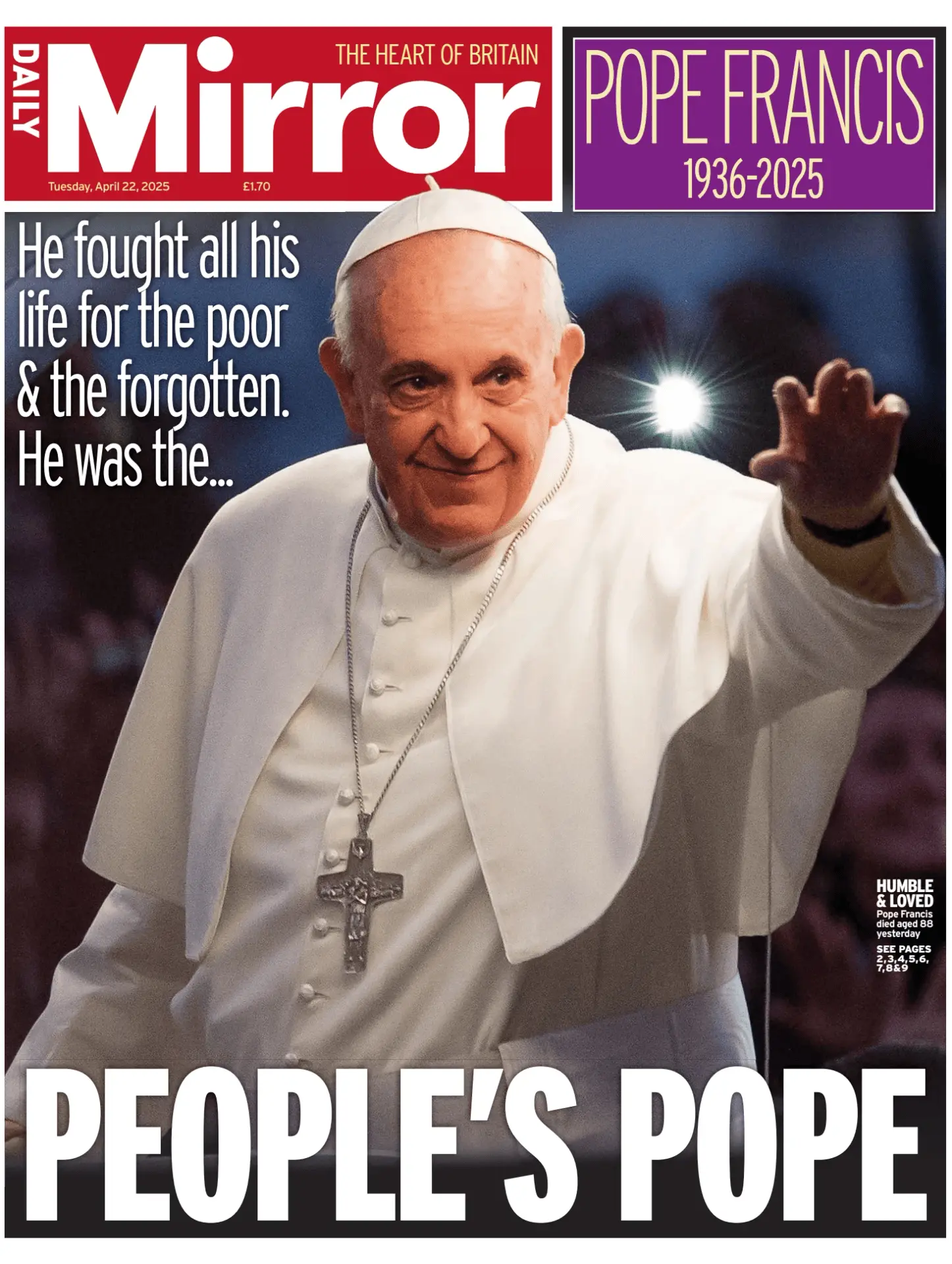 Prima-pagina-Daily Mirror-edizione-di-oggi-22-04-2025